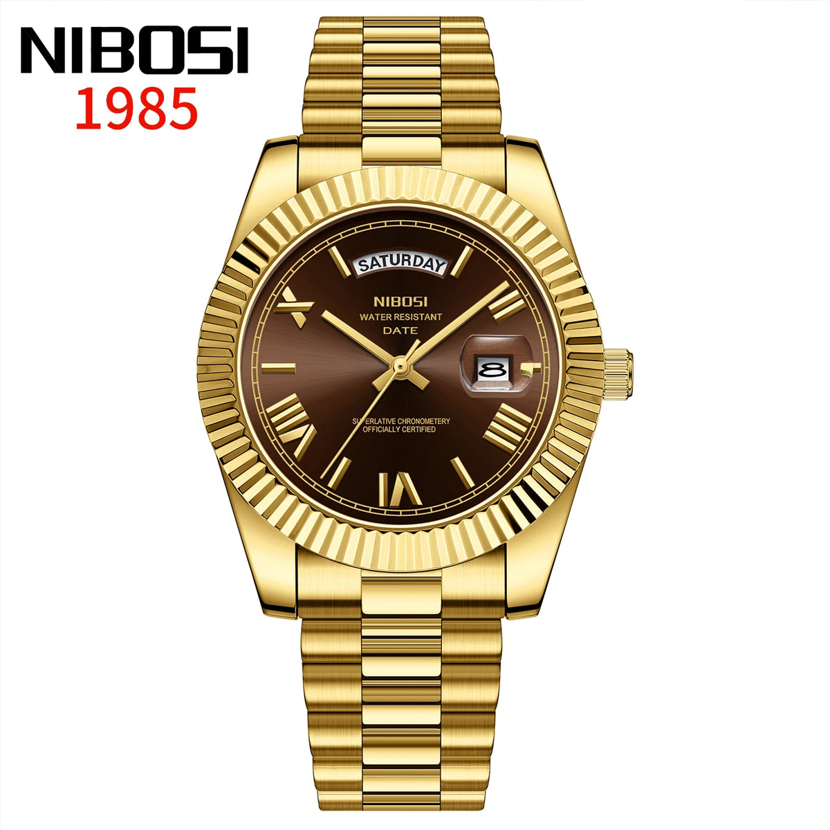 NIBOSI Men's Quartz Watch – Classic Roman Numeral Design