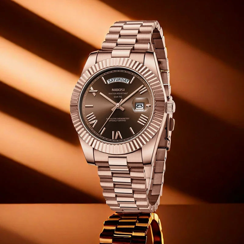 NIBOSI Men's Quartz Watch – Classic Roman Numeral Design
