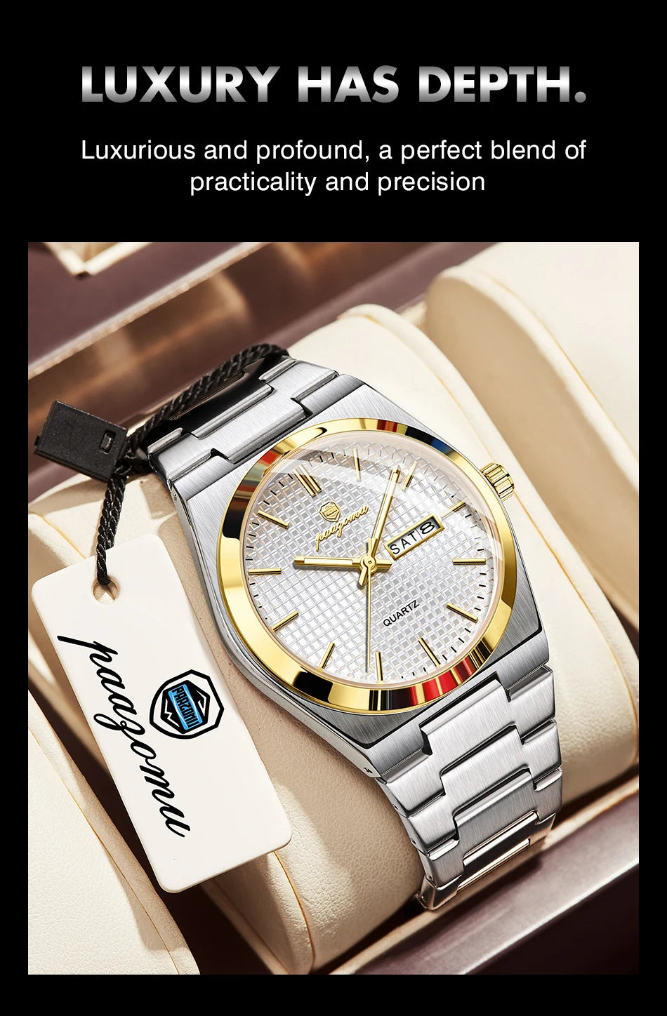 PAAZOMU Automatic Chronograph Watch – Stainless Steel Men's Watch