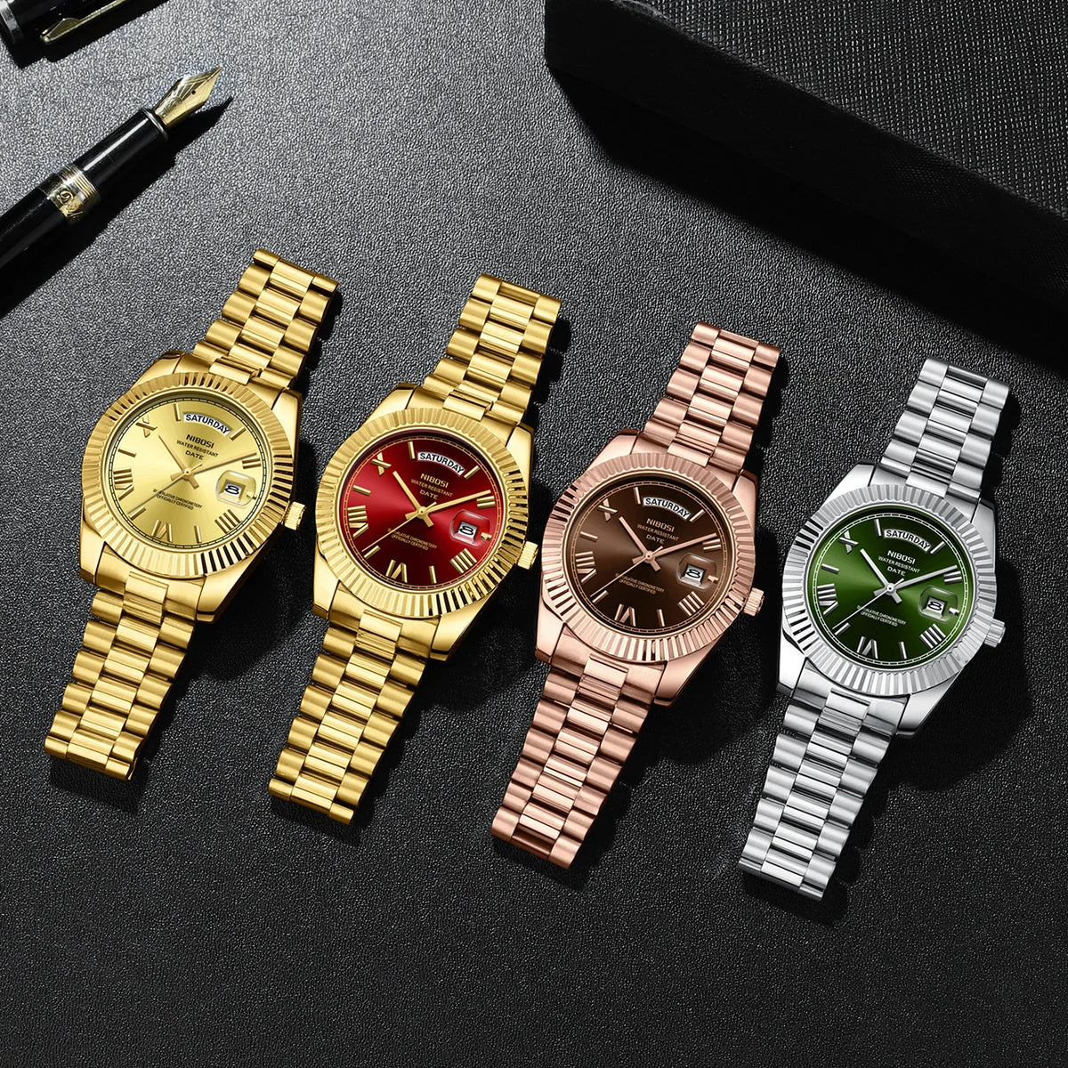NIBOSI Men's Quartz Watch – Classic Roman Numeral Design